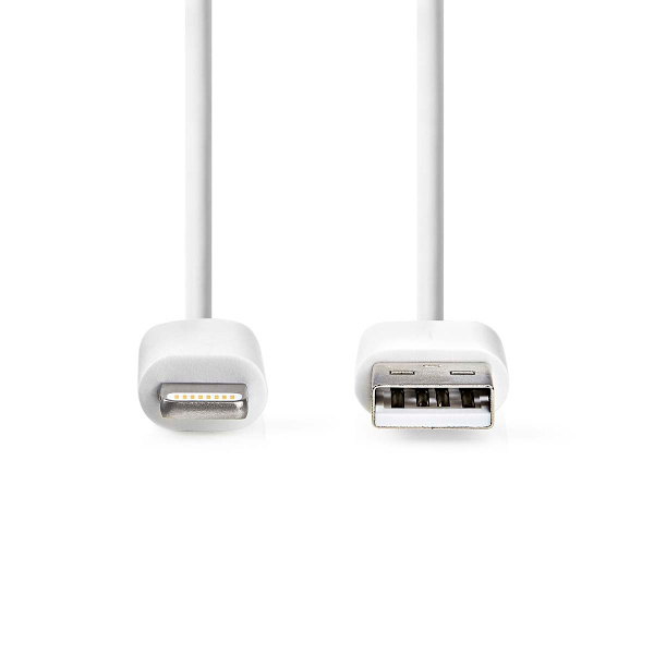 Lightning Kabel | USB 2.0 | Apple Lightning 8-pin | USB-A Han | 480 Mbps | Nikkelplateret | 2.00 m | Runde | PVC | Hvid | Box