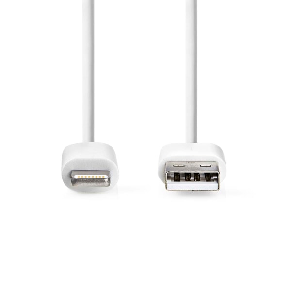 Lightning Kabel | USB 2.0 | Apple Lightning, 8-stifts | USB-A Hane | 480 Mbps | Nickelplaterad | 2.00 m | Rund | PVC | Vit | Låda