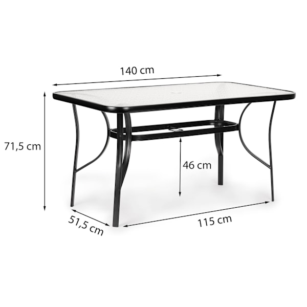 Glashavebord Wave 140x80cm terrasse altanbord MultiGarden