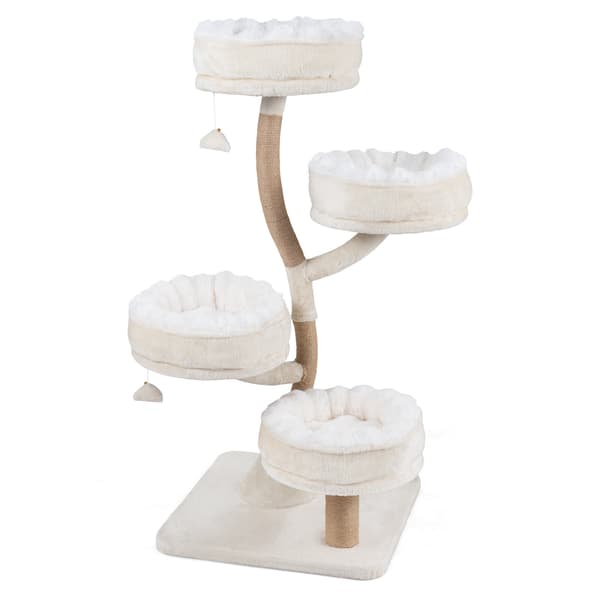132 cm trækradsetræ med sisalstolper og legetøj