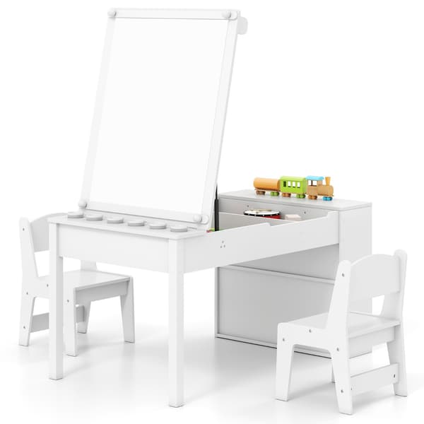 Barnkonstbord och 2 stolar, justerbart staffli, pappersrulle