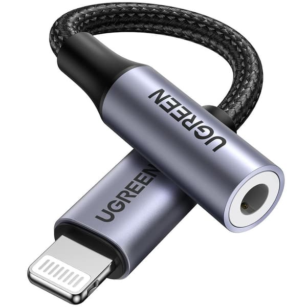 UGREEN Lightning til AUX 3,5 mm Adapter, 10 cm - Sort