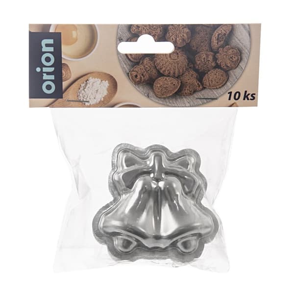 Set med 10 kakformar i stål för klockformade kakor