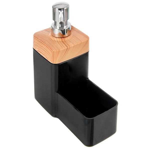 Svart kökstvåldispenser med svamphållare, 500 ml