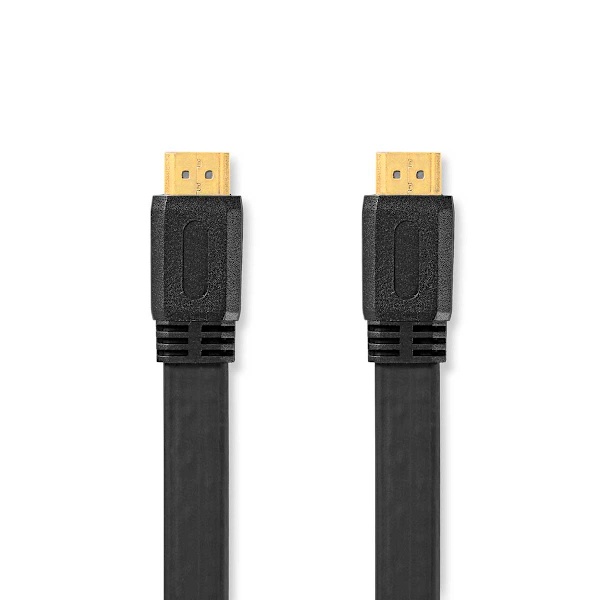 High Speed ​​HDMI ™ kabel med Ethernet | HDMI™ Kontakt | HDMI™ Kontakt | 4K@30Hz | 10.2 Gbps | 1.50 m | Platt | PVC | Svart | Label