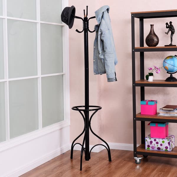 Fritstående metalgarderobe, 12 kroge, 190 cm