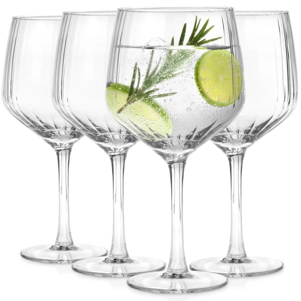 Ginglassæt, 580 ml, ribbet design, 4 dele
