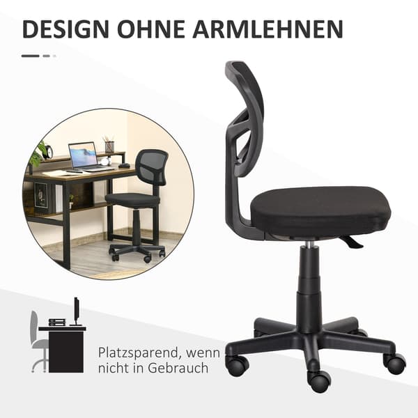 Ergonomisk kontorstol, justerbar højde, sort mesh