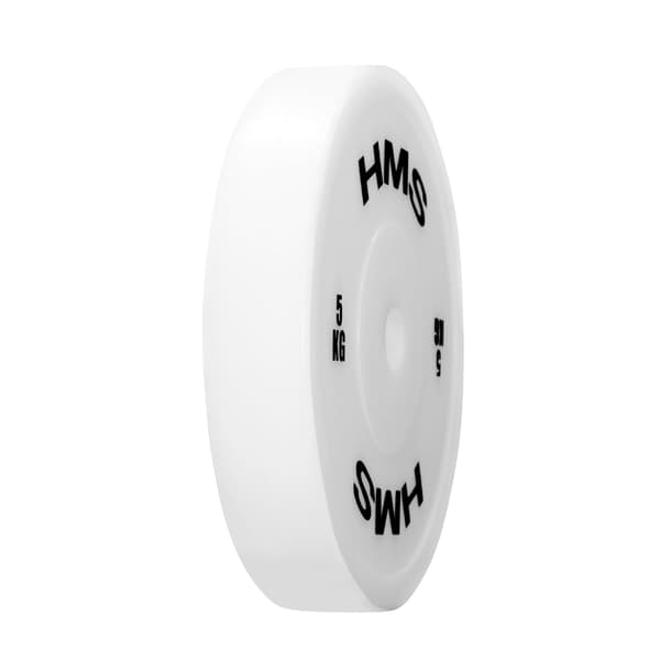 Olympiske vægtskiver, 2 x 5,0 kg, hvid PE