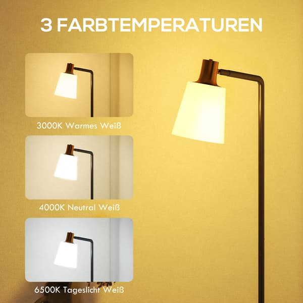 LED-gulvlampe, justerbart lampehoved, 3 farvetemperaturer