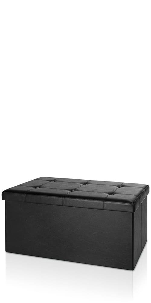 Sammenklappelig opbevaringsbænk, sort, 115x38x38cm, MDF