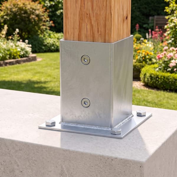 Stolpstöd i galvaniserat stål, set med 4 delar – 70x70 mm