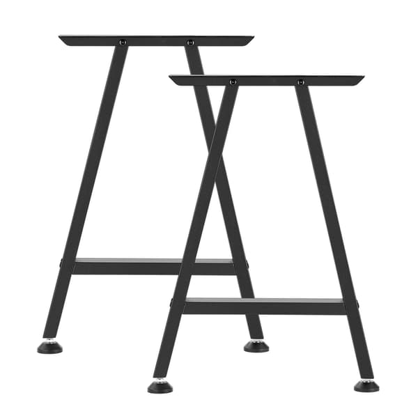 Bordsben, trapetsformad stål, 740x550 mm, svarta, 2-pack