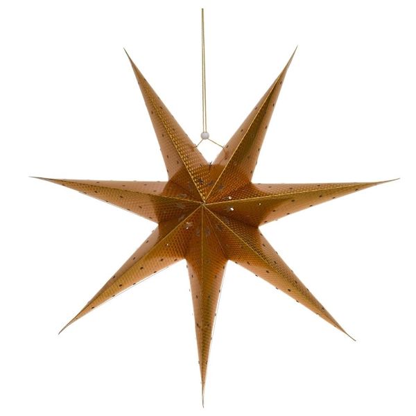 Gyllene Julstjärna med 10 LED-lampor och Glasmotiv