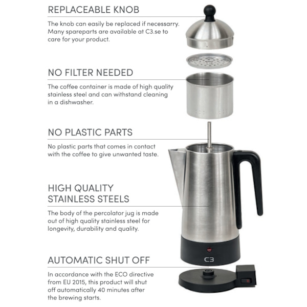 Perkolator Original rustfrit stål 6kp