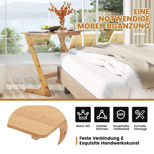 Z-format sidobord i bambu – Platsbesparande soffbord