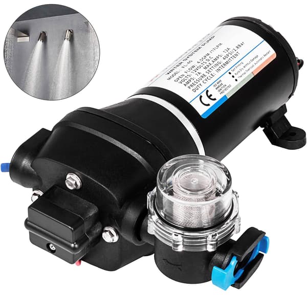 12V membranvattenpump, 40 PSI, 17 L/min självsugande