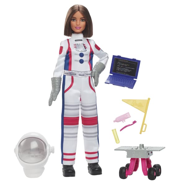 Astronautin uranukke pyörivällä kypärällä ja lisävarusteilla