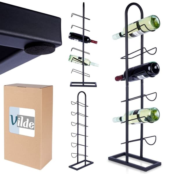 Viiniteline 6 pullolle mustaa metallia ja LOFT-tyyliä