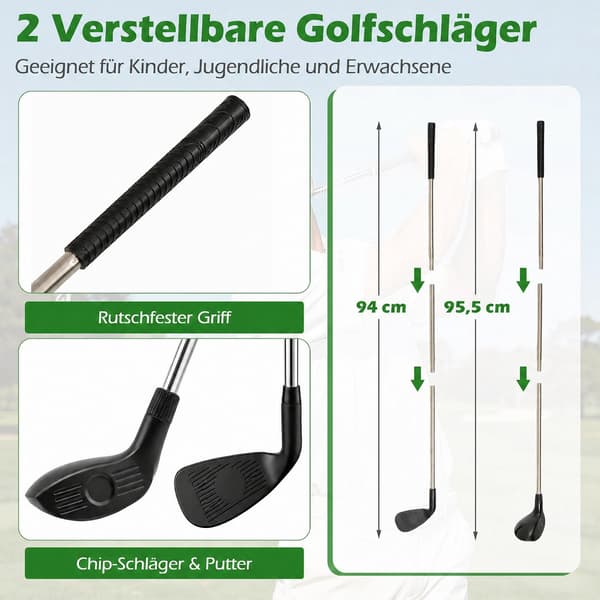 Golfchipset med justerbara klubbor, 24 bollar