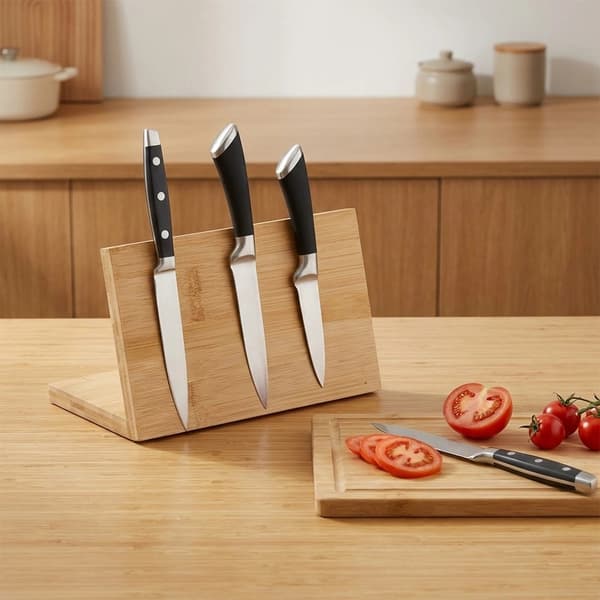 Magnetiskt knivblocksställ i bambu, 25x14x15 cm