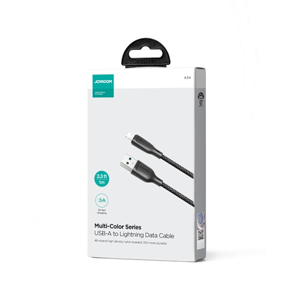 iPhone Multi-Color Series USB-A kaapeli - Lightning 3A 1m musta