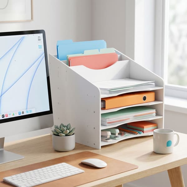 A4 dokumentsorterer med 6 rum – hvid MDF