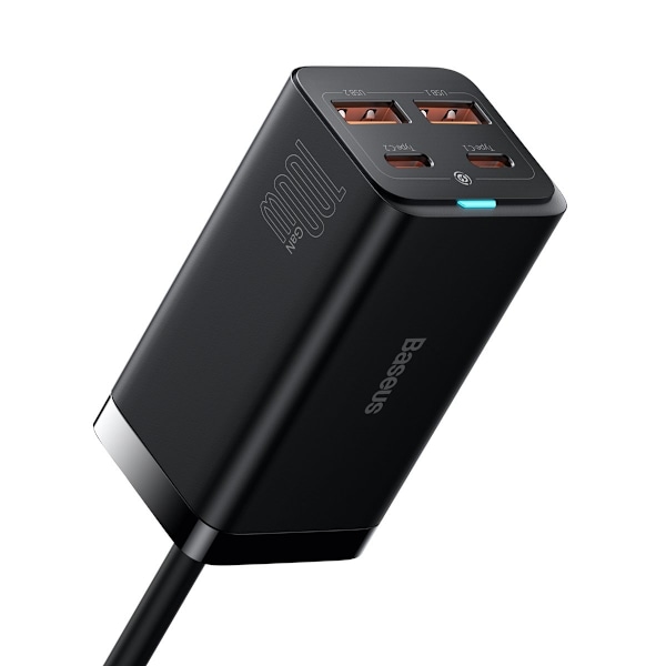 Nopea yleislaturi GaN 2x USB-C 2x USB 100W QC 4.0+ AFC musta