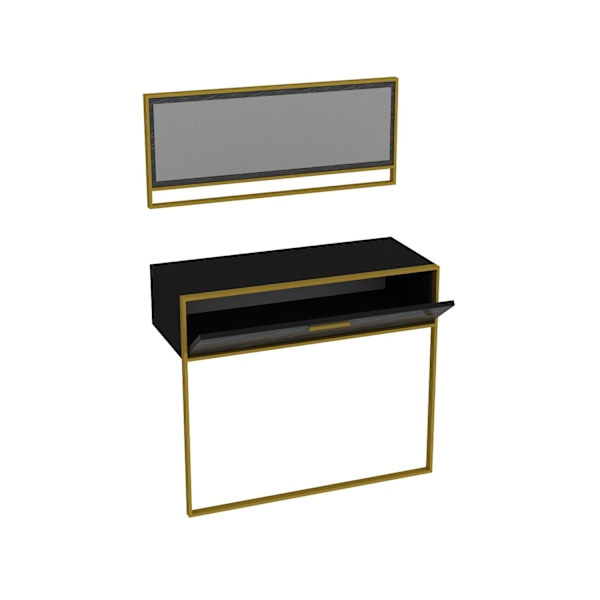 Sideboard Polka Aynalı - Svart