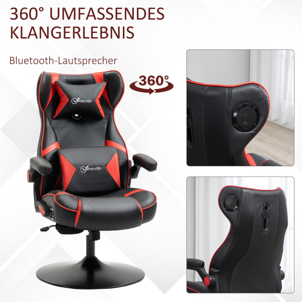 Spelstol Gungfunktion, Höjdjusterbar, Ergonomisk, Högtalare, Svank-/Nackstöd, Konstläder