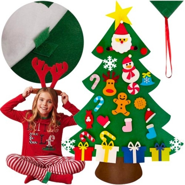 Filt julgran med ornament 24856