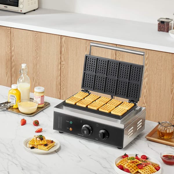 Kommersiell våffeljärn, 10-rektangulär, 1550W, temperaturtimer