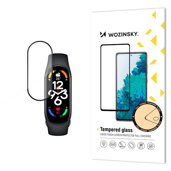 Holdbart fuldskærms hærdet glas med ramme til Xiaomi Mi Band 8 Full Glue, sort