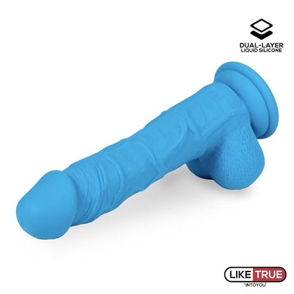 Realistinen Dildo Liquid Silicone Dual Layer 8 Blue