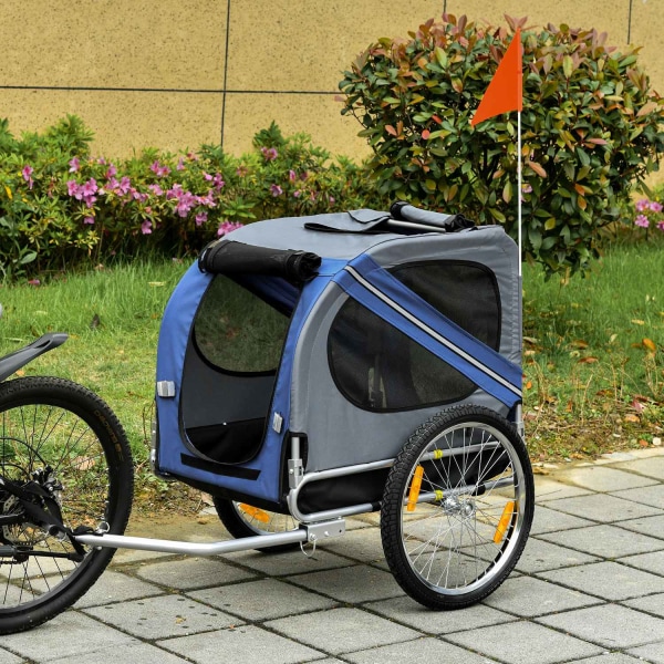 Hundsläp Cykelsläp Hundtransporter Hundcykelsläp Oxford Tyg Regnskydd Andas Blå 130 X 73 X 90 Cm