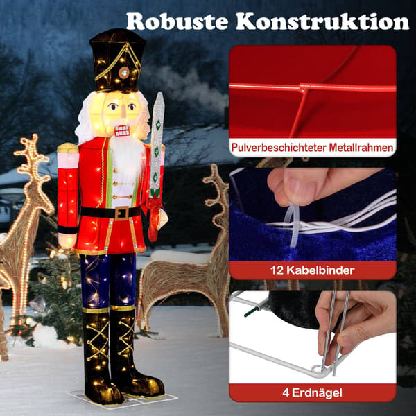 Oplyst Nøddeknækkerfigur, 157 cm, 100 LED-lys