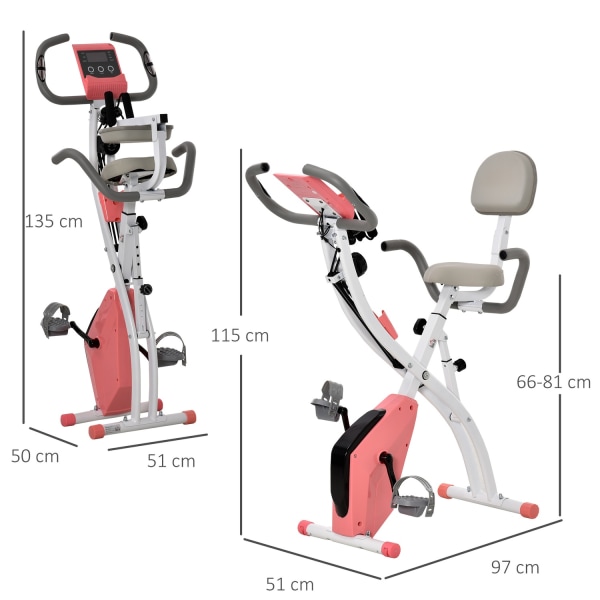 Motionscykel X-Bike 2-I-1 Cykeltræner Lcd-Skærm Sammenfoldelig H