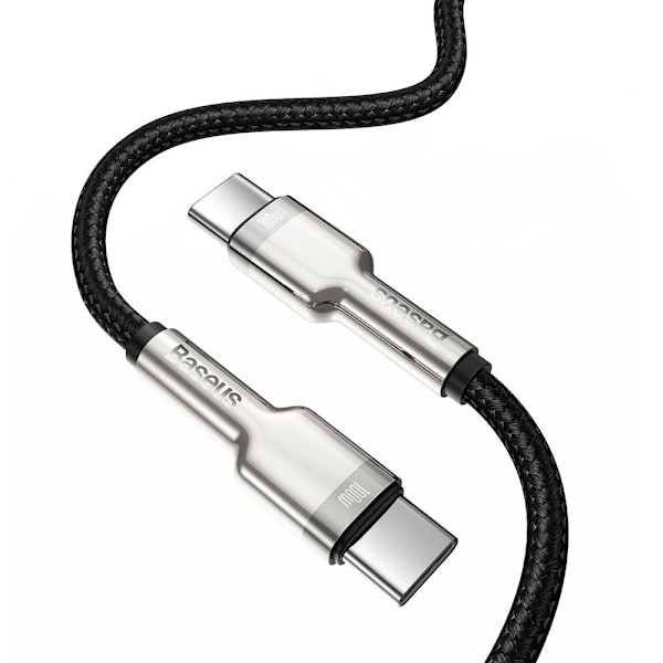USB-C - USB-C kabel Cafule Metal Data Power Delivery 100W 1m - sort