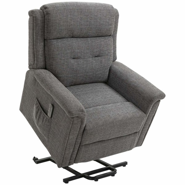 Sähköinen Seisomatuoli, Tv-Tuoli, Lepotuoli Makuutoiminnolla, Seniorituoli Kaukosäätimellä, Kantavuus Jopa 170 Kg, Harmaa, 89X96X108 Cm