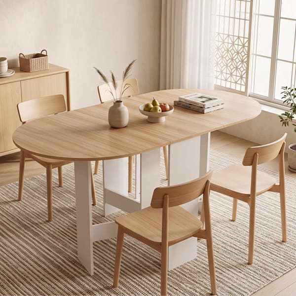 Hopfällbart vitt bord för 4-7 personer, 163x80x75 cm