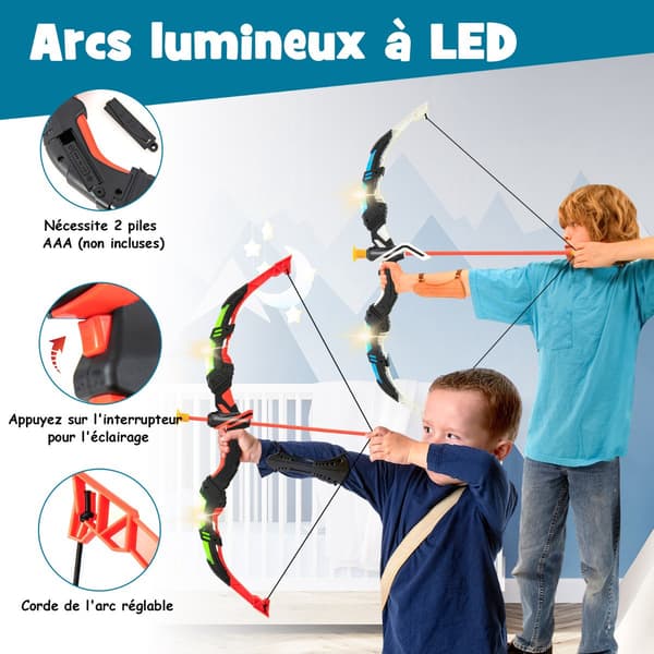 Barnbåge och pilset 2-pack, LED, 20 sugpilar