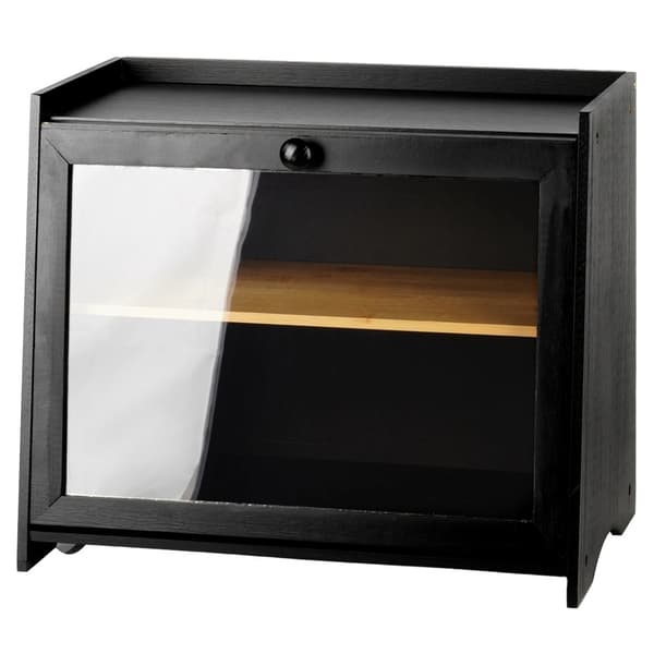 Bambus brødkasse, sort, to-lags, 40x25x33,5 cm