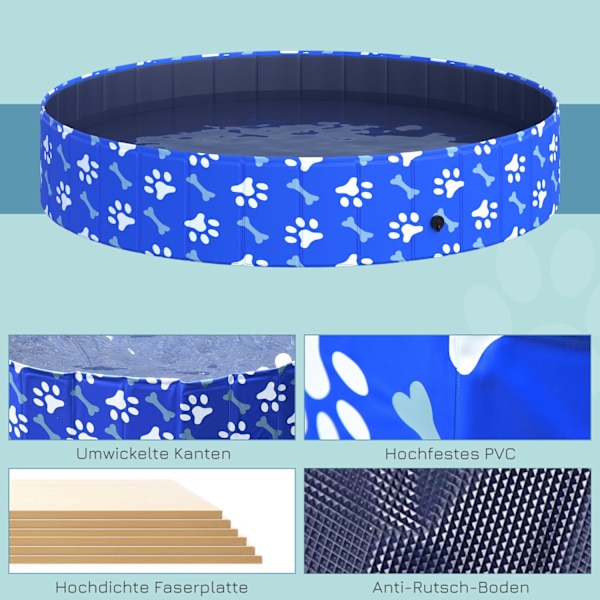 Hundebadekar Sammenklappeligt Hundebassin, Badekar & Svømmebassin, Vandbassin Til Hunde Og Katte, Ø160X30H Cm