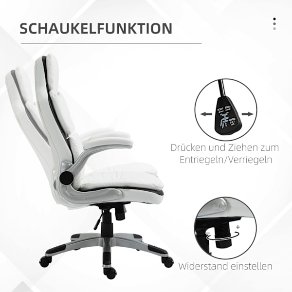 Ergonominen Työtuoli, Korkeussäädettävä, Taitettavat Käsinojat, Keinutoiminto, 69X67X113-121Cm