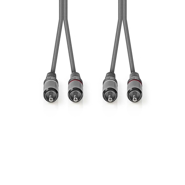 Stereo Audio kabel | 2x RCA Hanstik | 2x RCA Hanstik | Nikkelplateret | 3.00 m | Runde | Mørkegrå | Kartonhylster