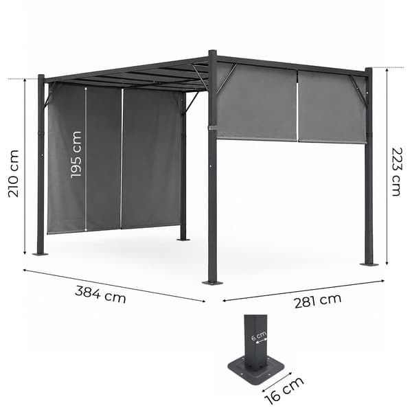 Stålpergola 3x4M med justerbart tak
