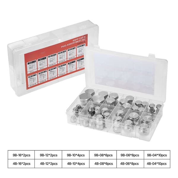 BSPP hydrauliskt lock och pluggsats, 64 delar, 04–16