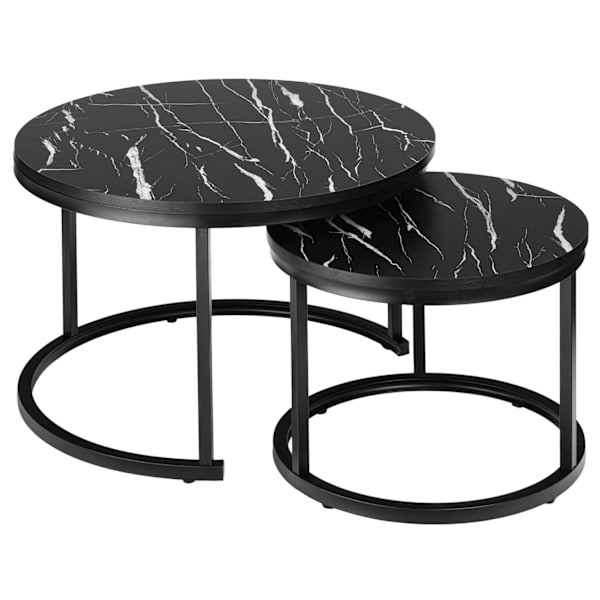 Loft sofabordsæt – sort marmor, 2 dele