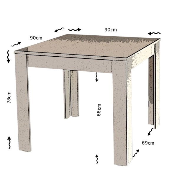 Spisebord Single 90 - Skinnende Hvid