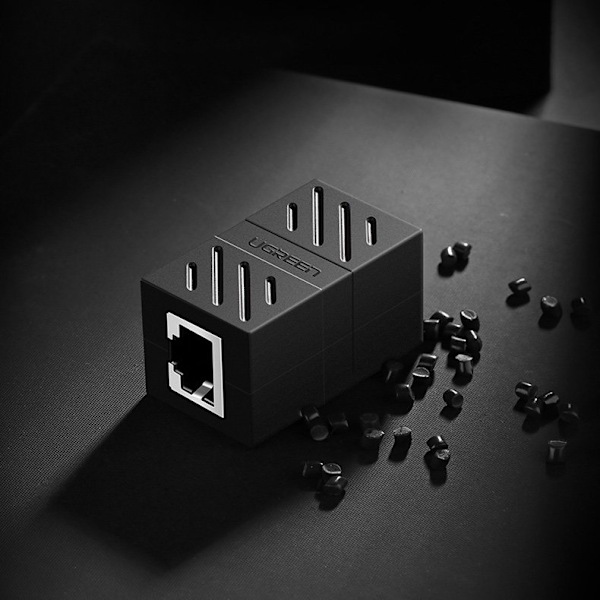 Netværksstik Ethernet RJ45 netværkskabelstik 10 Gbps Sort